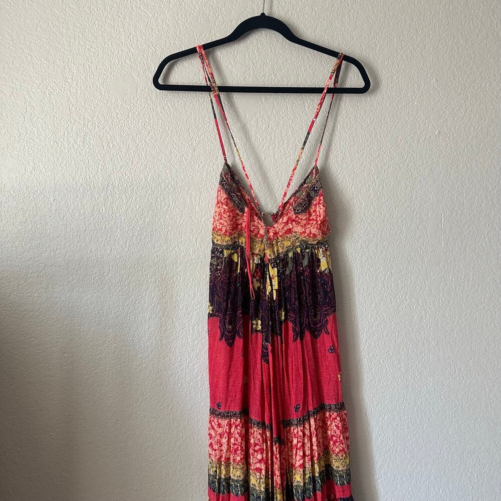Free People Give A Little Boho Maxi Dress Floral in Pink Multi Size Medium - Picture 7 of 9